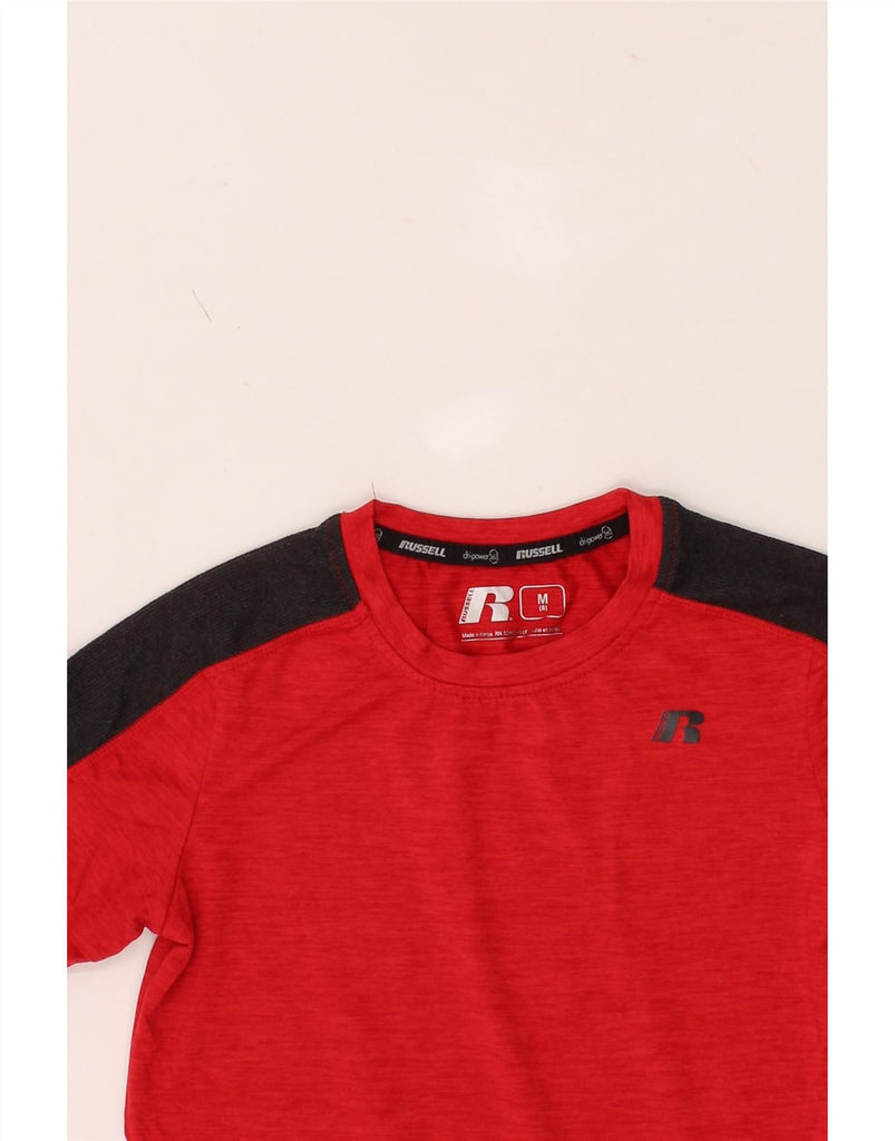 RUSSELL ATHLETIC Boys T-Shirt Top 7-8 Years Medium  Red Colourblock Vintage Russell Athletic and Second-Hand Russell Athletic from Messina Hembry 