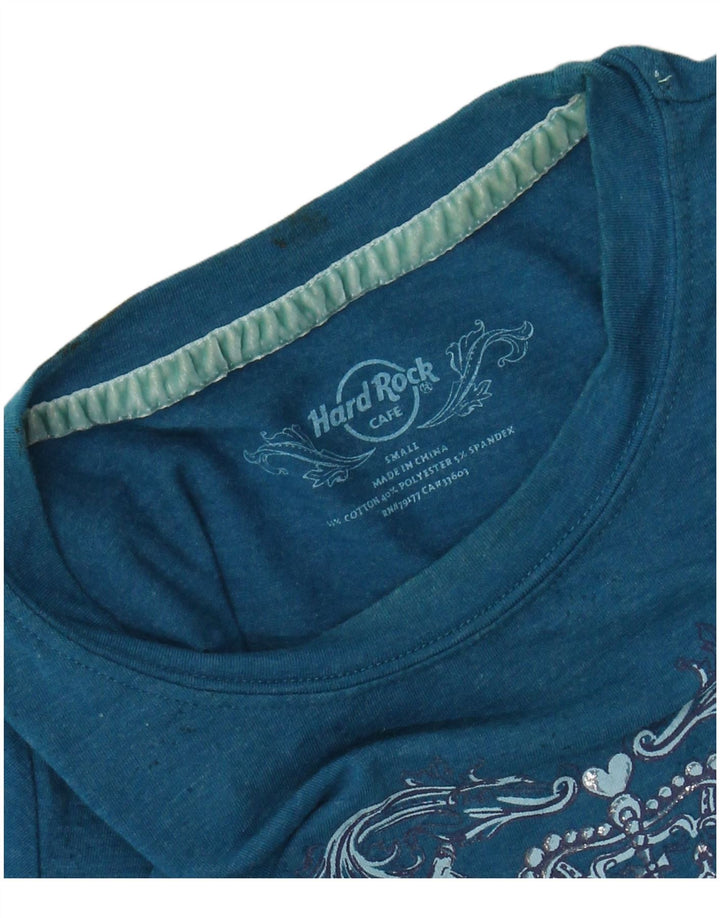 HARD ROCK CAFE Womens San Diego Graphic T-Shirt Top UK 8 Small Blue Cotton