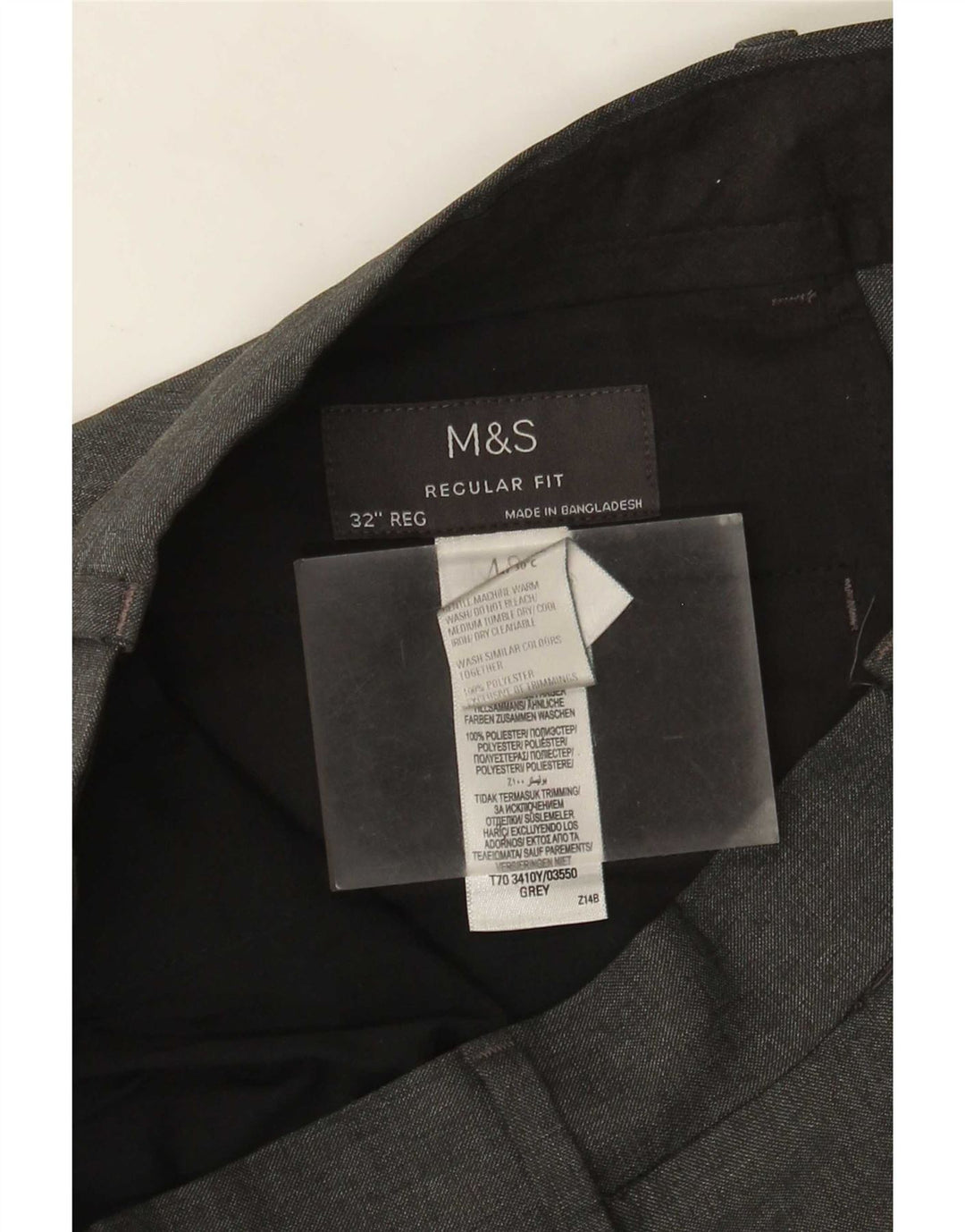 Marks & Spencer Mens Straight Regular Fit Chino Trousers W32 L31 Grey