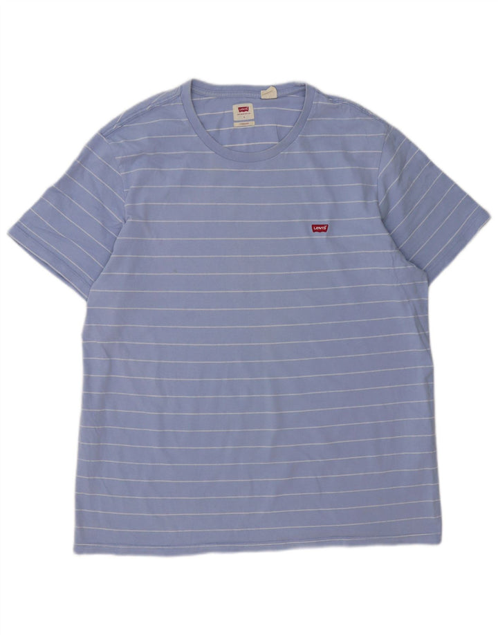 Levi's Mens Standard T-Shirt Top Large Blue Striped Cotton
