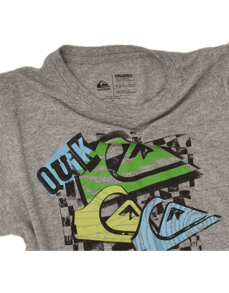 QUIKSILVER Boys Tall Graphic T-Shirt Top 14-15 Years XL  Grey Cotton | Vintage Quiksilver | Thrift | Second-Hand Quiksilver | Used Clothing | Messina Hembry 