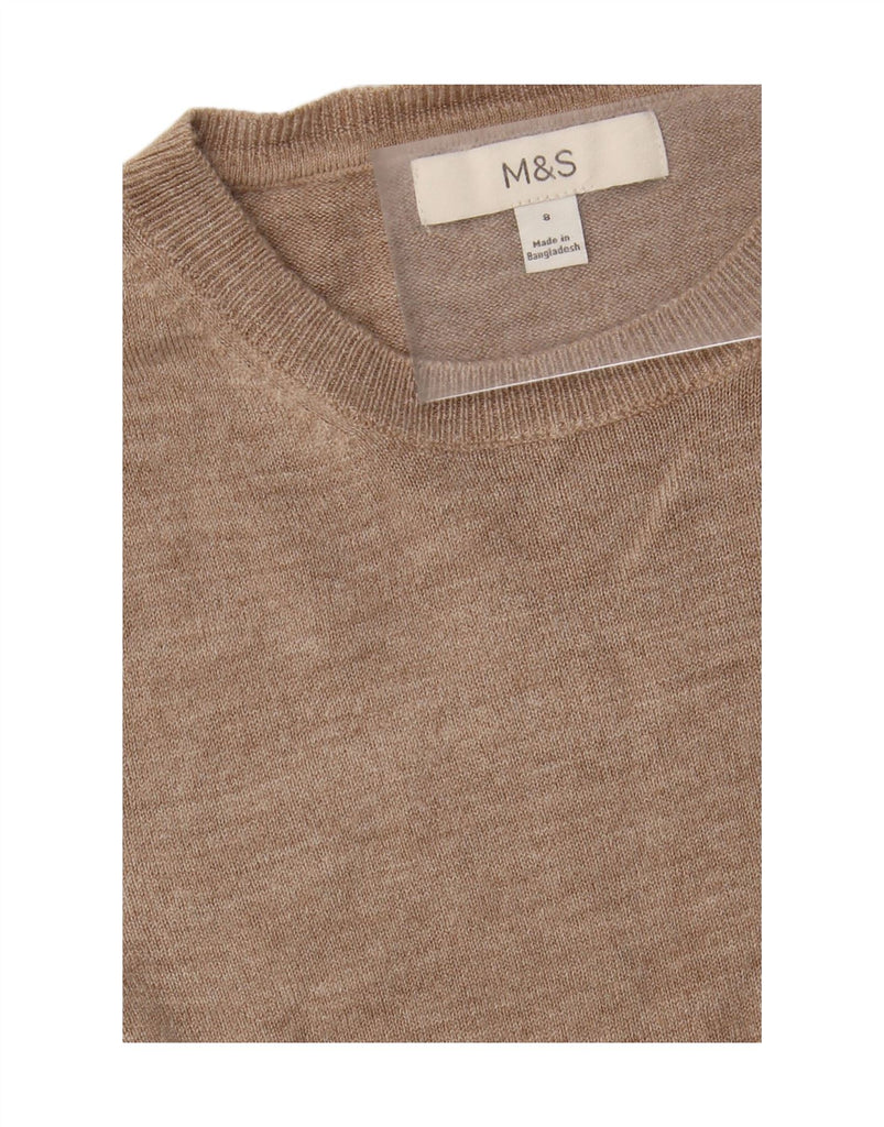 MARKS & SPENCER Womens Crew Neck Jumper Sweater UK 8 Small Beige Acrylic Vintage Marks & Spencer and Second-Hand Marks & Spencer from Messina Hembry 