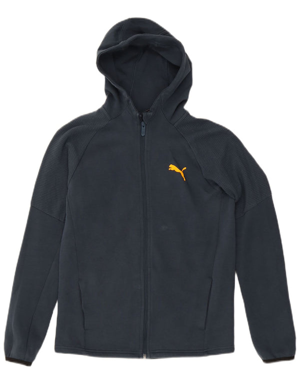 Puma Boys Zip Hoodie Sweater 13-14 Years Navy Blue Cotton