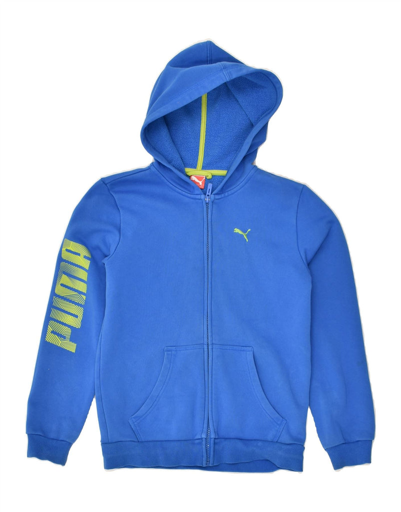 PUMA Boys Graphic Zip Hoodie Sweater 11-12 Years Large  Blue Cotton | Vintage Puma | Thrift | Second-Hand Puma | Used Clothing | Messina Hembry 