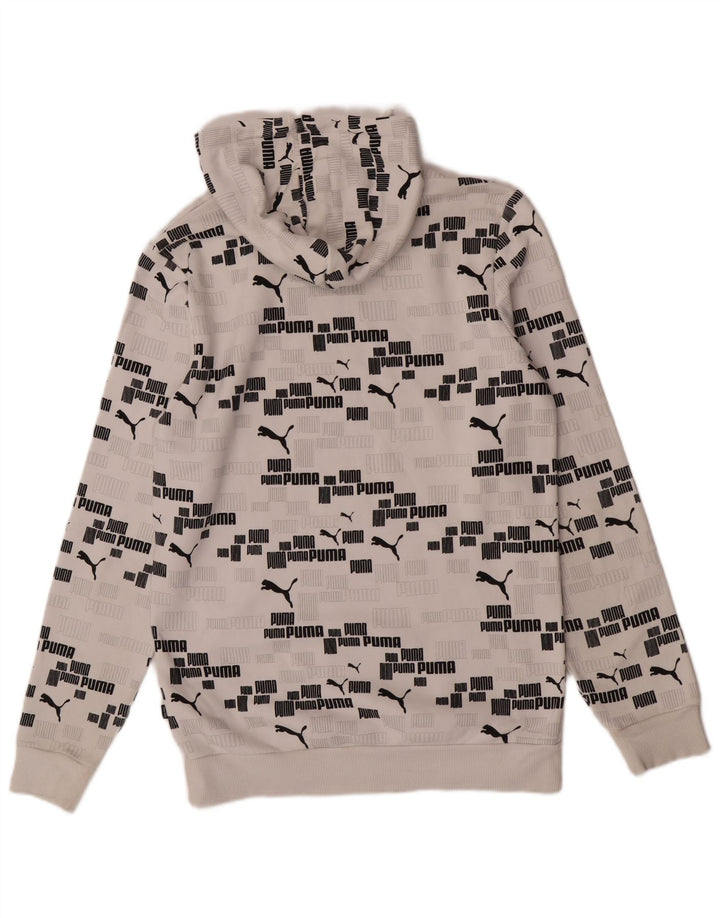 Puma Mens Graphic Hoodie Jumper Small White Cotton