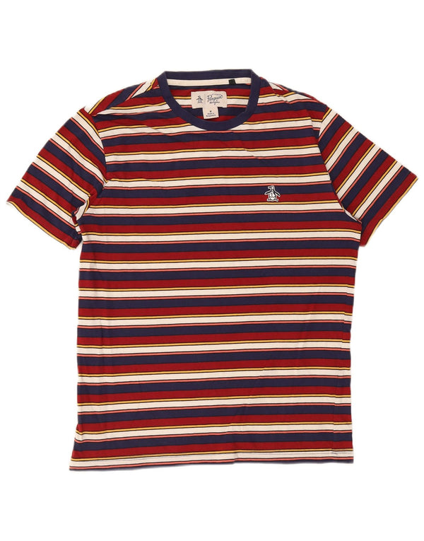 Penguin Mens T-Shirt Top Medium Multicoloured Striped Cotton