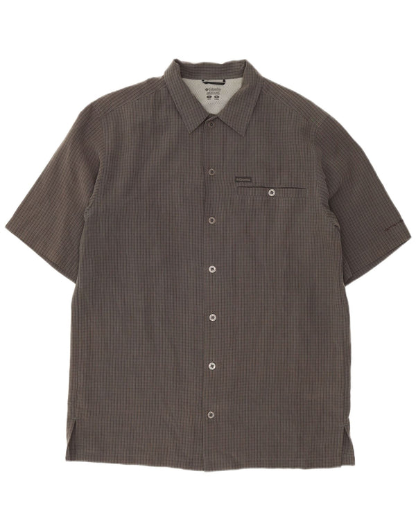 Columbia Mens Short Sleeve Regular Fit Shirt Small Grey Polynosic