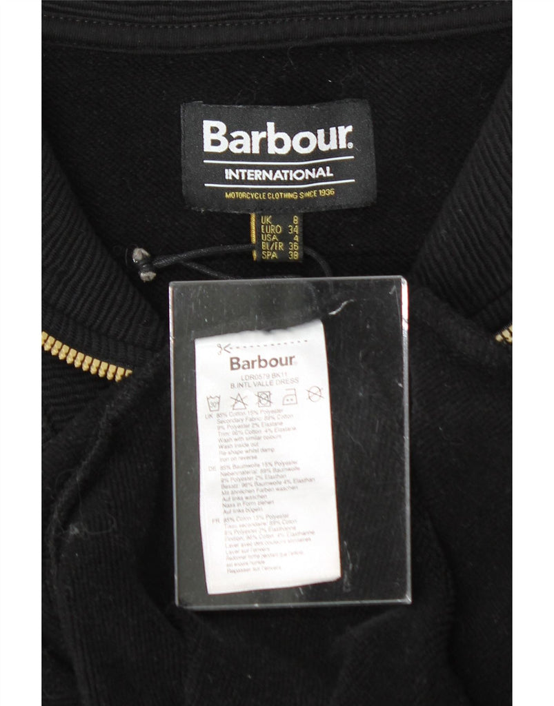 BARBOUR Womens Oversized Zip Neck Jumper Dress UK 8 Small  Black Vintage Barbour and Second-Hand Barbour from Messina Hembry 