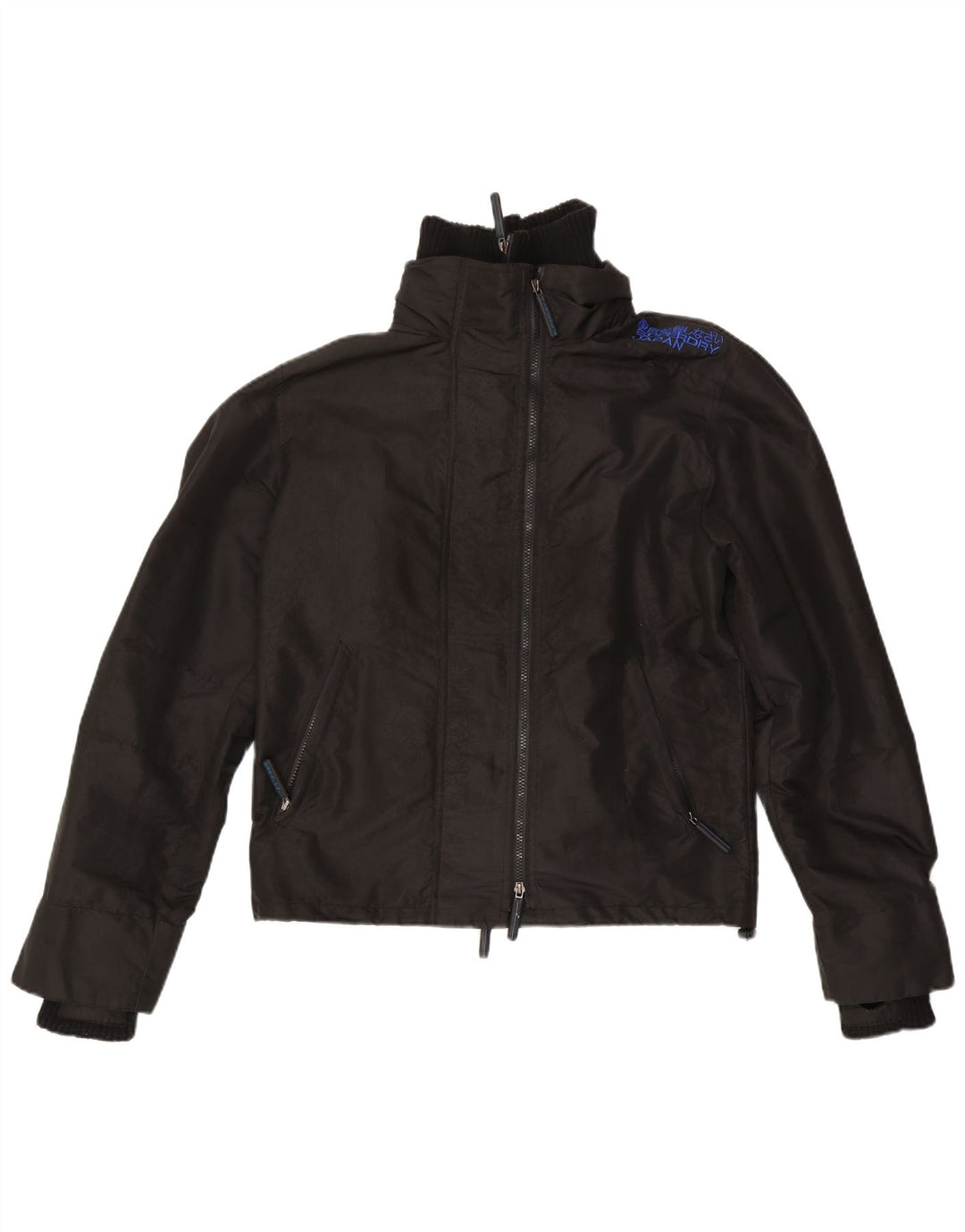 Superdry Womens Graphic Rain Jacket UK 14 Medium Black