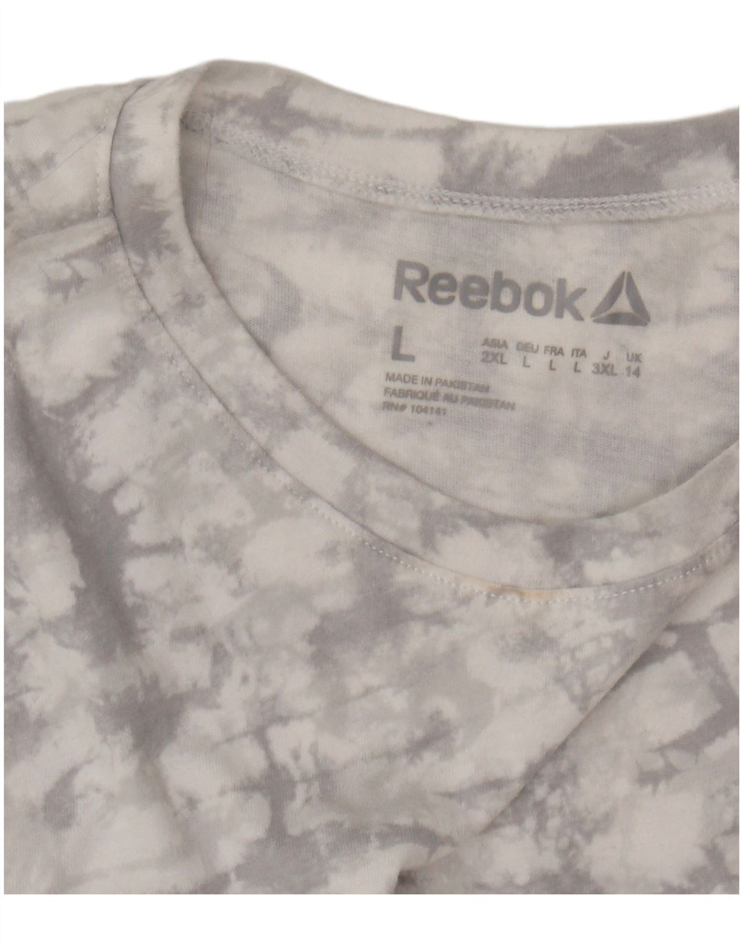 REEBOK Womens Vest Top UK 14 Large Grey Tie Dye