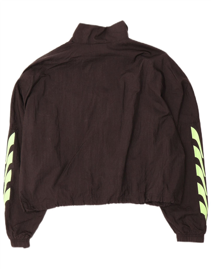 PUMA Womens Crop Graphic Oversized Tracksuit Top Jacket UK 16 Large Black