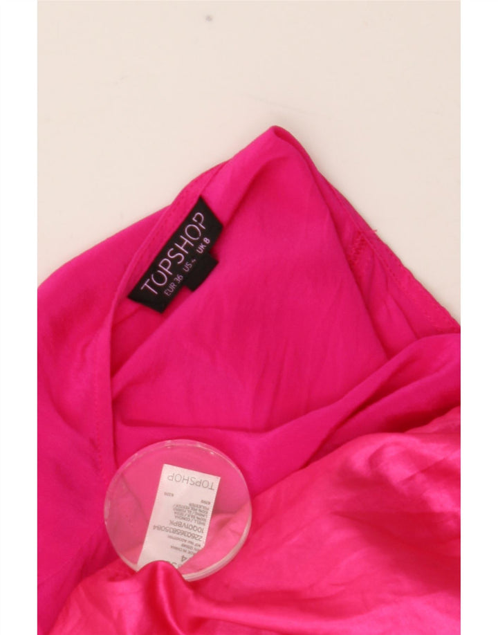 Topshop Womens Sleeveless Playsuit UK 8 Small  Pink Silk