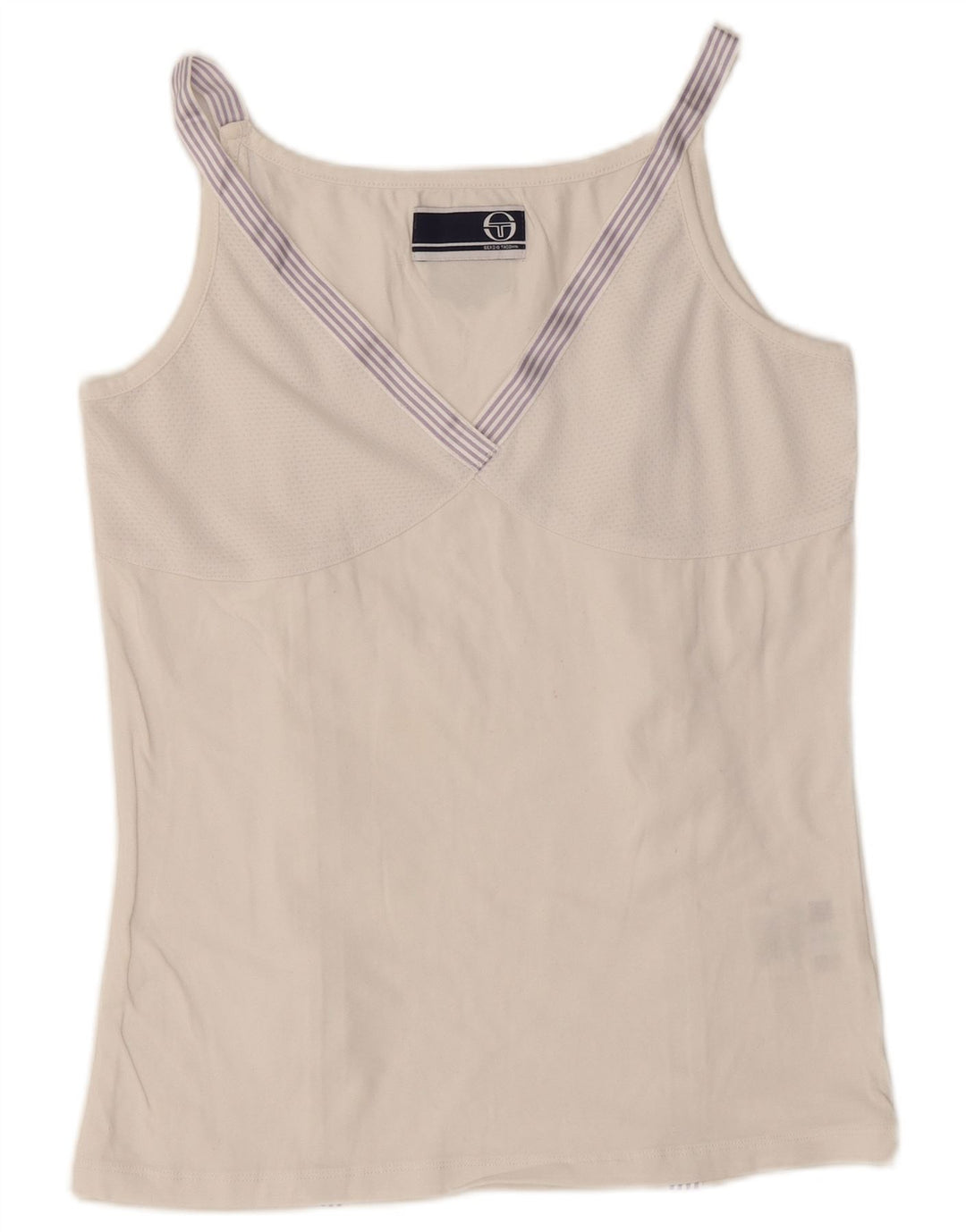 Sergio Tacchini Womens Vest Top UK 10 Small White Cotton