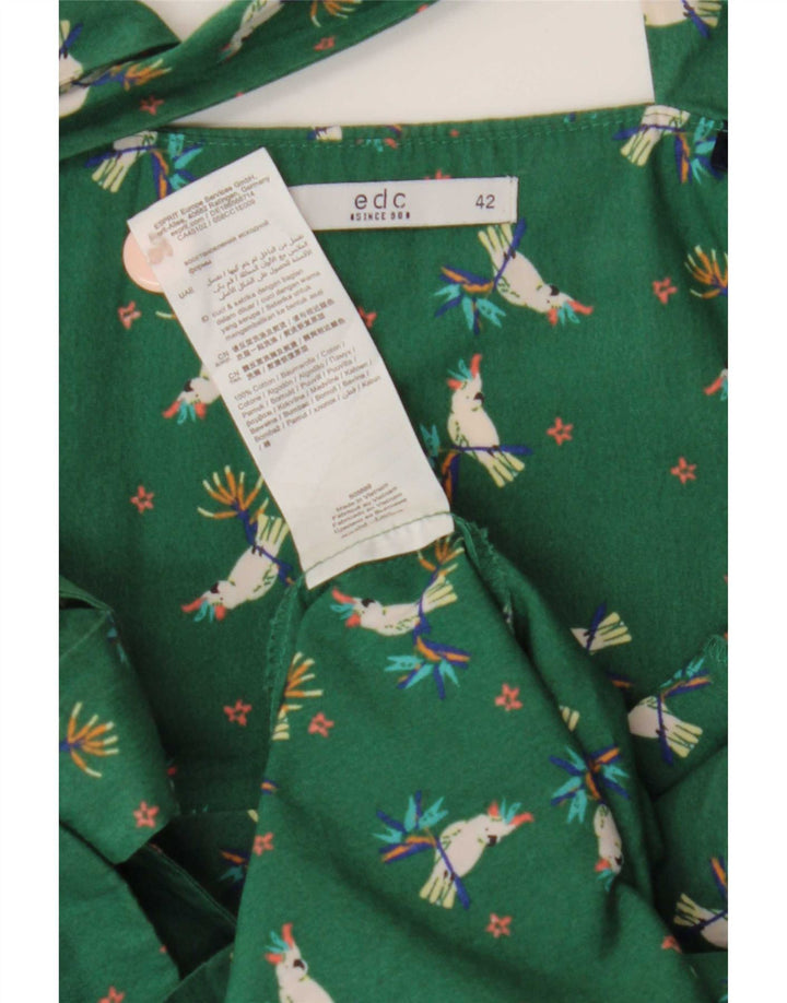 EDC Womens Halter Dress IT 42 Medium Green Floral Cotton
