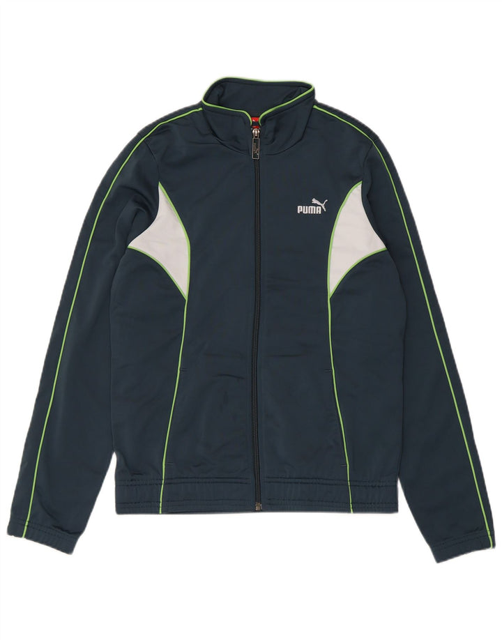 PUMA Womens Tracksuit Top Jacket UK 12 Medium  Navy Blue Colourblock