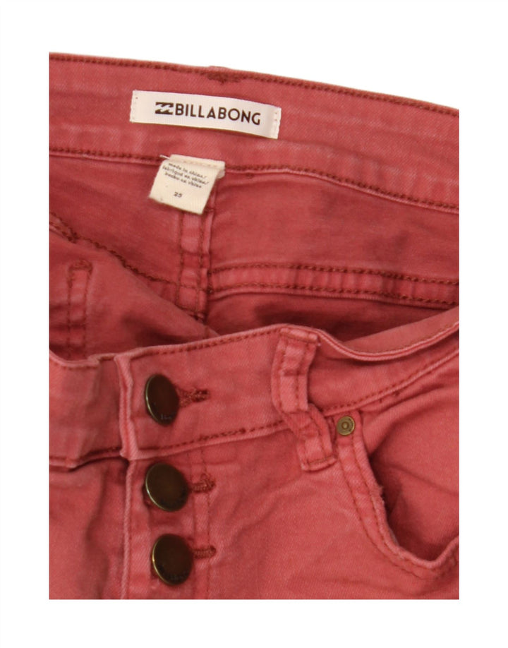 Billabong Womens Distressed Denim Shorts W26 Small Red Cotton
