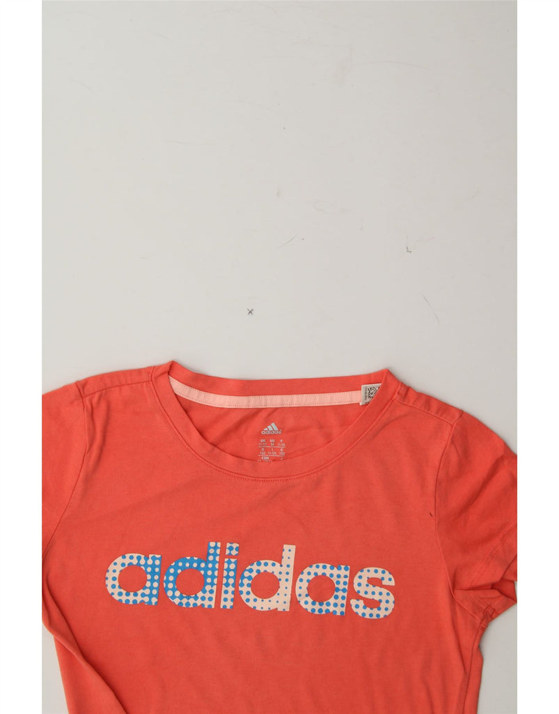 ADIDAS Girls Graphic T-Shirt Top 11-12 Years Pink Cotton Vintage Adidas and Second-Hand Adidas from Messina Hembry 