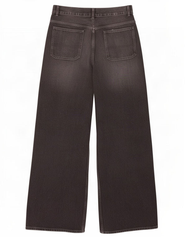 Zara Womens High Waist Wide Leg Jeans EU 44 XL W34 L35 Grey Cotton