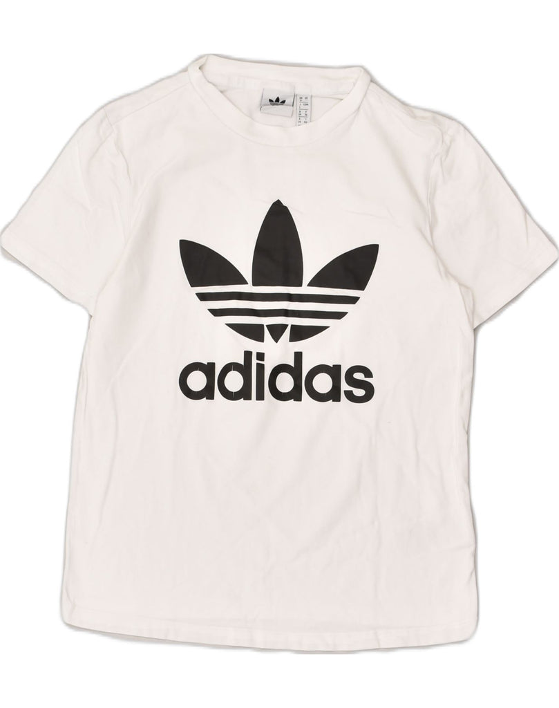 ADIDAS Womens Graphic T-Shirt Top UK 8 Small White Cotton | Vintage Adidas | Thrift | Second-Hand Adidas | Used Clothing | Messina Hembry 