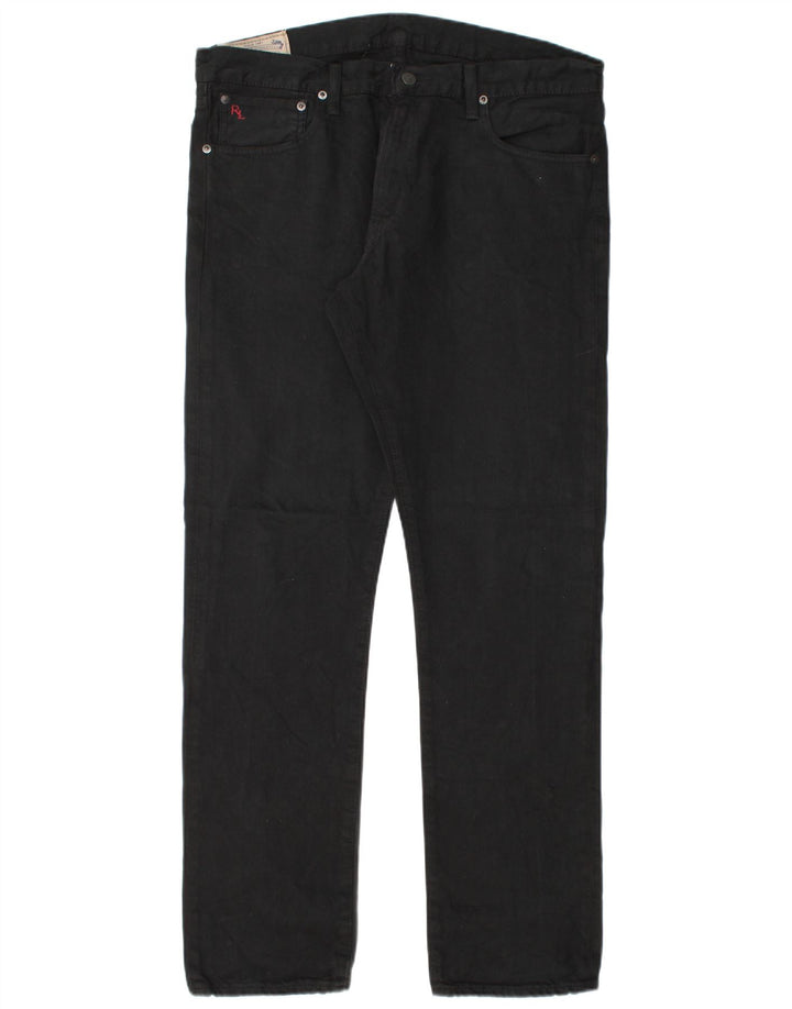 POLO RALPH LAUREN Mens Straight Casual Trousers W34 L32 Black Cotton