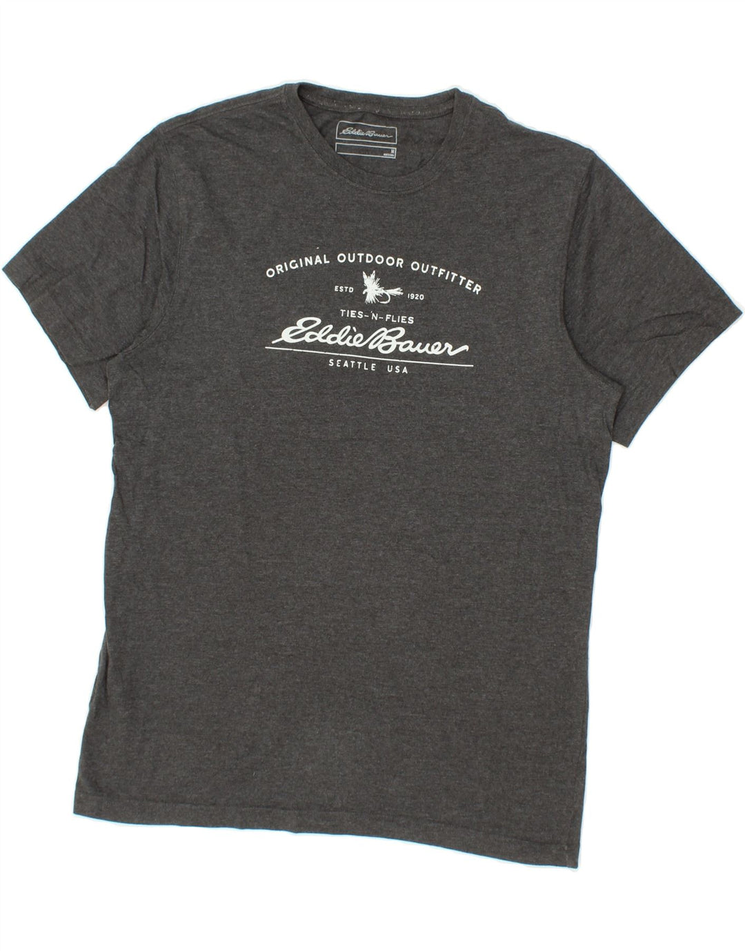 EDDIE BAUER Mens Graphic T-Shirt Top Medium Grey Cotton Vintage Eddie Bauer and Second-Hand Eddie Bauer from Messina Hembry 