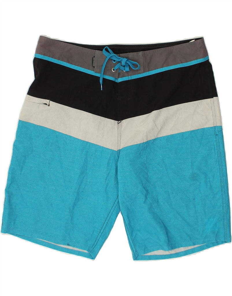 QUIKSILVER Mens Swimming Shorts Large Blue Colourblock Polyester | Vintage Quiksilver | Thrift | Second-Hand Quiksilver | Used Clothing | Messina Hembry 