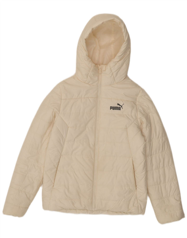 Puma Womens Hooded Padded Jacket UK 10 Small White Polyester