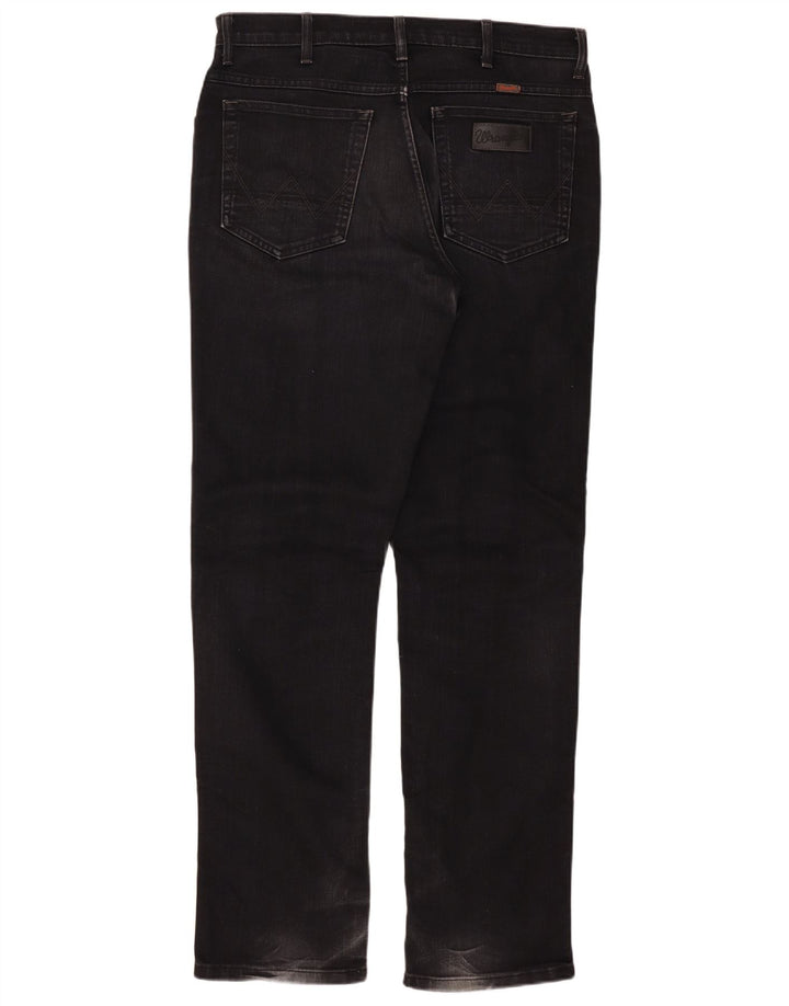 Wrangler Mens Texas Stretch Straight Jeans W36 L34 Black Cotton