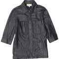 Les Copains Womens 3/4 Sleeve Leather Jacket IT 42 Medium Navy Blue Leather