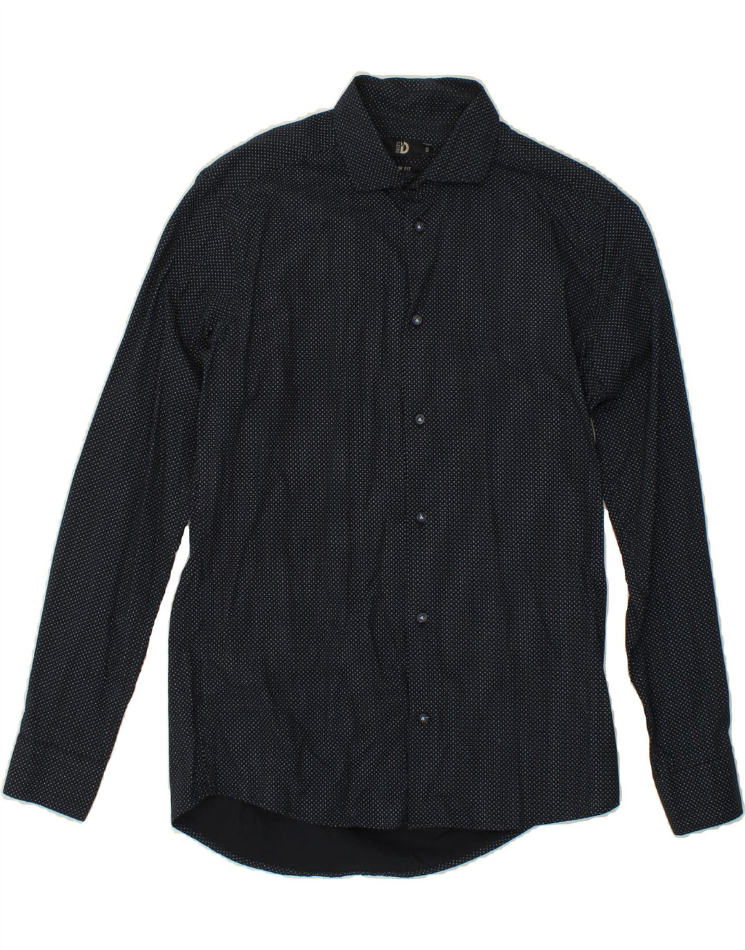 DACK'S Mens Slim Fit Shirt Small Navy Blue Spotted Cotton Vintage Dack's and Second-Hand Dack's from Messina Hembry 
