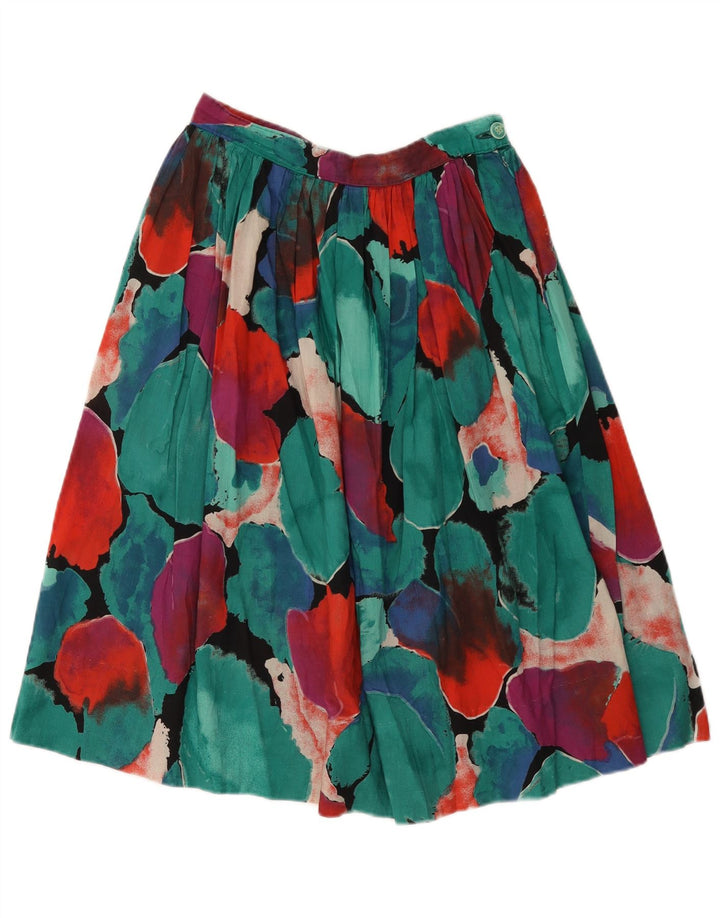 Vintage Womens Abstract Pattern Pleated Skirt W26 Small Multicoloured