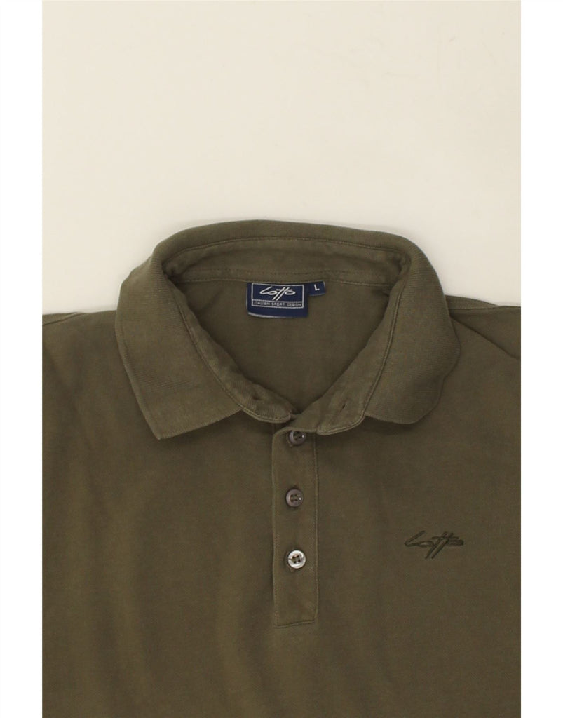 LOTTO Mens Polo Shirt Large Khaki | Vintage Lotto | Thrift | Second-Hand Lotto | Used Clothing | Messina Hembry 