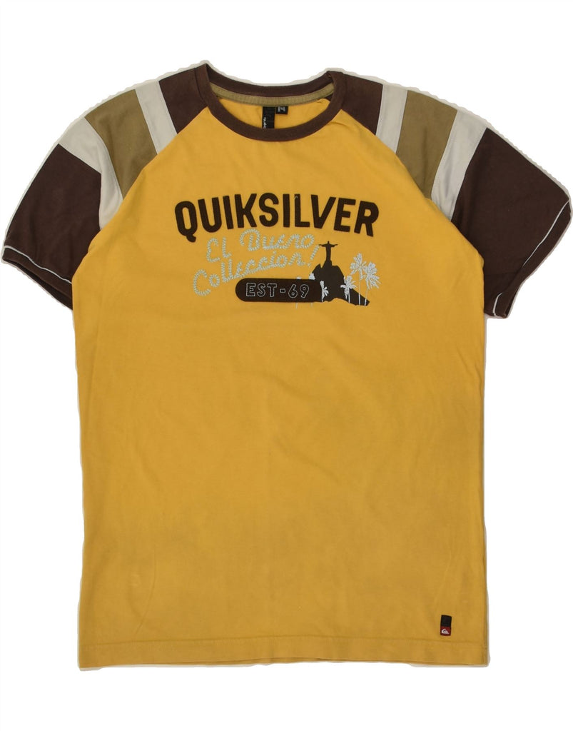 QUIKSILVER Boys Graphic T-Shirt Top 13-14 Years Yellow Colourblock | Vintage Quiksilver | Thrift | Second-Hand Quiksilver | Used Clothing | Messina Hembry 