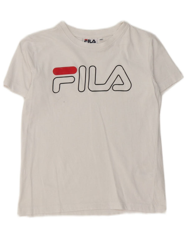 Fila Girls Graphic T-Shirt Top 9-10 Years White Cotton