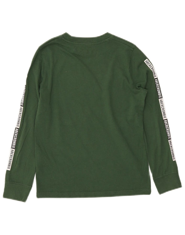 ABERCROMBIE & FITCH Boys Graphic Top Long Sleeve 7-8 Years Green Cotton