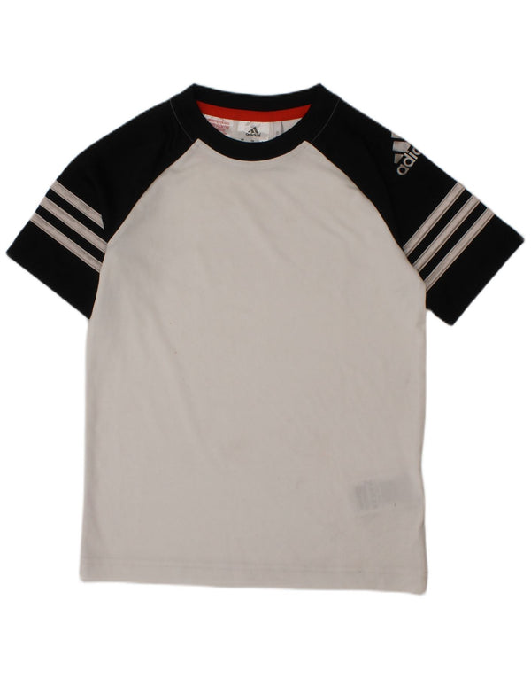 Adidas Boys Climalite Graphic T-Shirt Top 6-7 Years White Colourblock