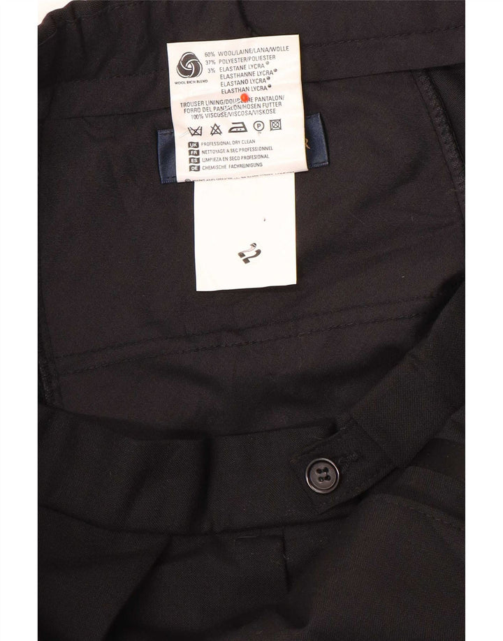 Marks & Spencer Mens Pegged Suit Trousers W36 L31 Black Wool