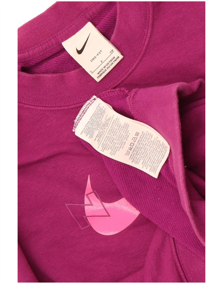 Nike Womens Dri Fit Graphic Oversized Sweatshirt Jumper UK 10 Small Purple