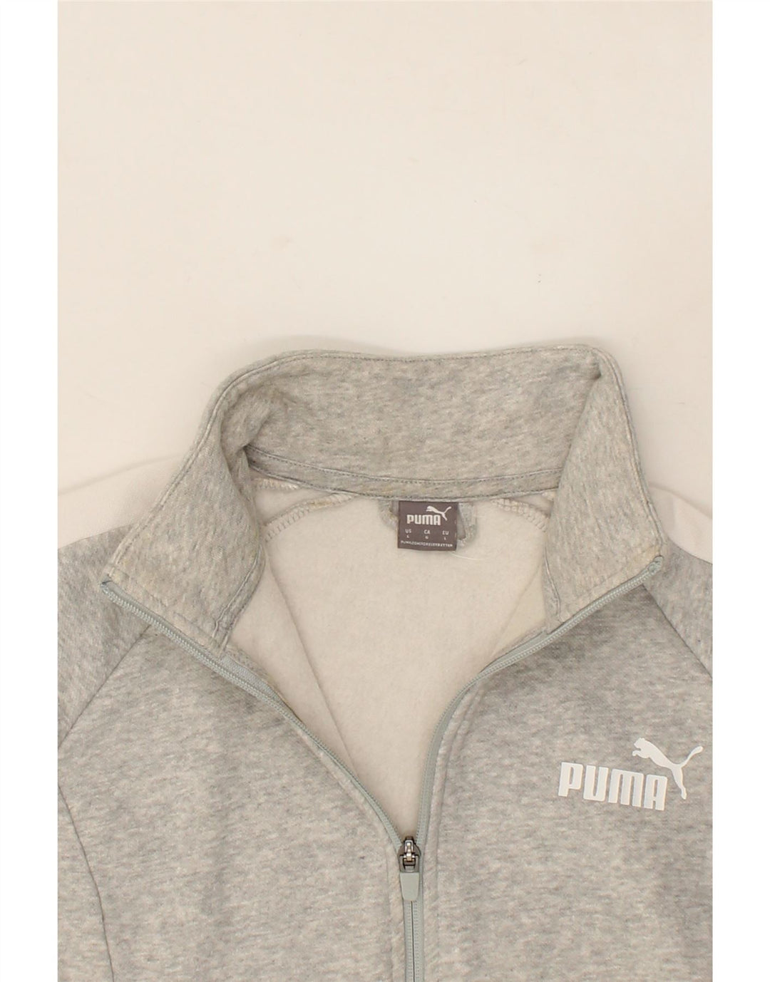 PUMA Womens Tracksuit Top Jacket UK 16 Large Grey Colourblock Cotton Vintage Puma and Second-Hand Puma from Messina Hembry 