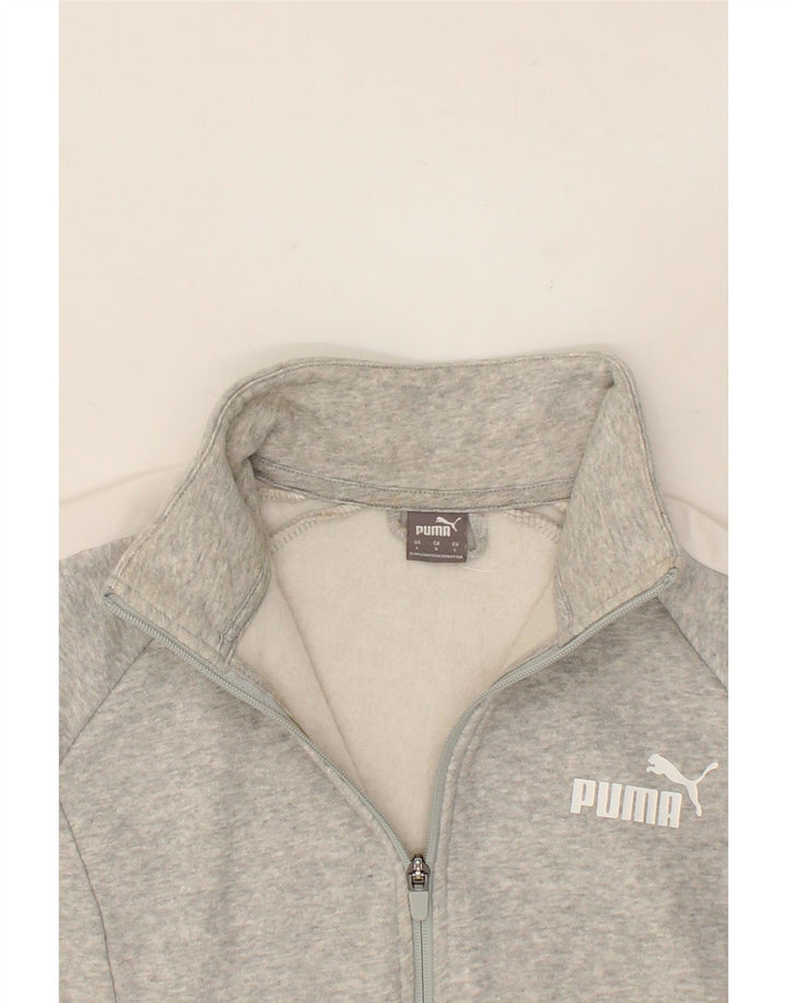 PUMA Womens Tracksuit Top Jacket UK 16 Large Grey Colourblock Cotton Vintage Puma and Second-Hand Puma from Messina Hembry 