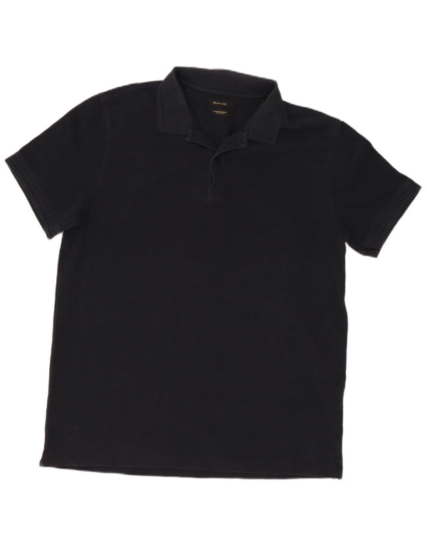 Massimo Dutti Mens Polo Shirt Large Black Cotton