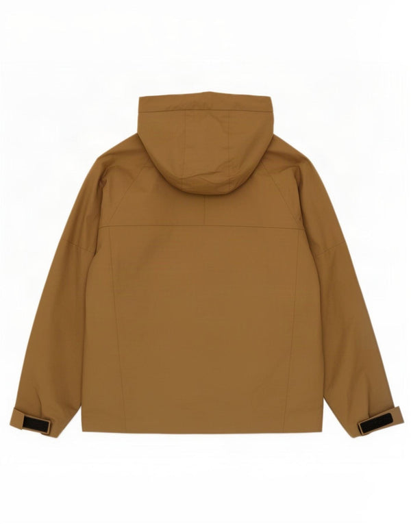 Zara Mens Hooded Windbreaker Jacket UK 36 Small Brown Cotton