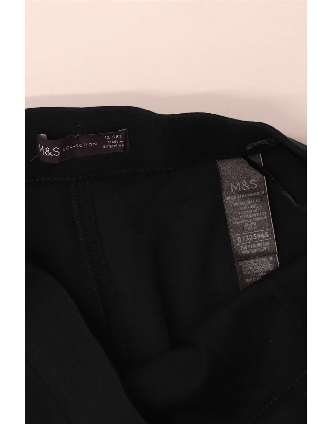 Marks & Spencer Womens Slim Cropped Trousers UK 12 Medium W30 L26 Navy Blue