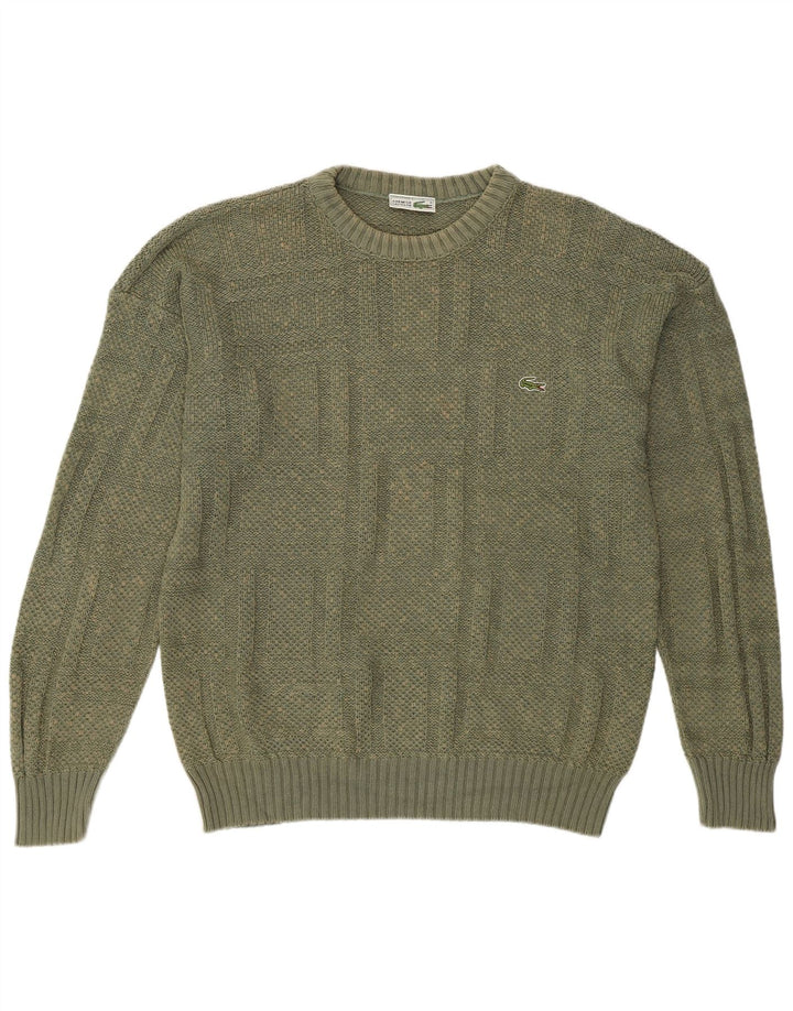 Lacoste Mens Crew Neck Jumper Sweater Size 6 XL Khaki Cotton