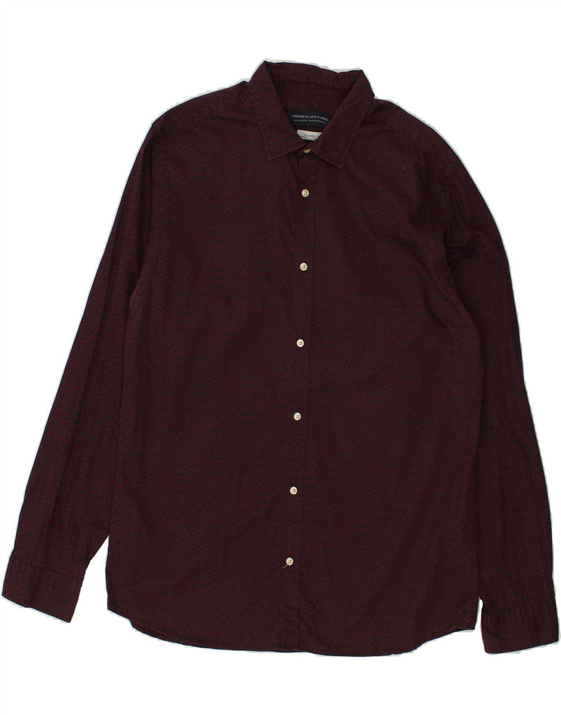 JACK & JONES Mens Premium Slim Abstract Pattern Shirt XL Burgundy Cotton | Vintage Jack & Jones | Thrift | Second-Hand Jack & Jones | Used Clothing | Messina Hembry 