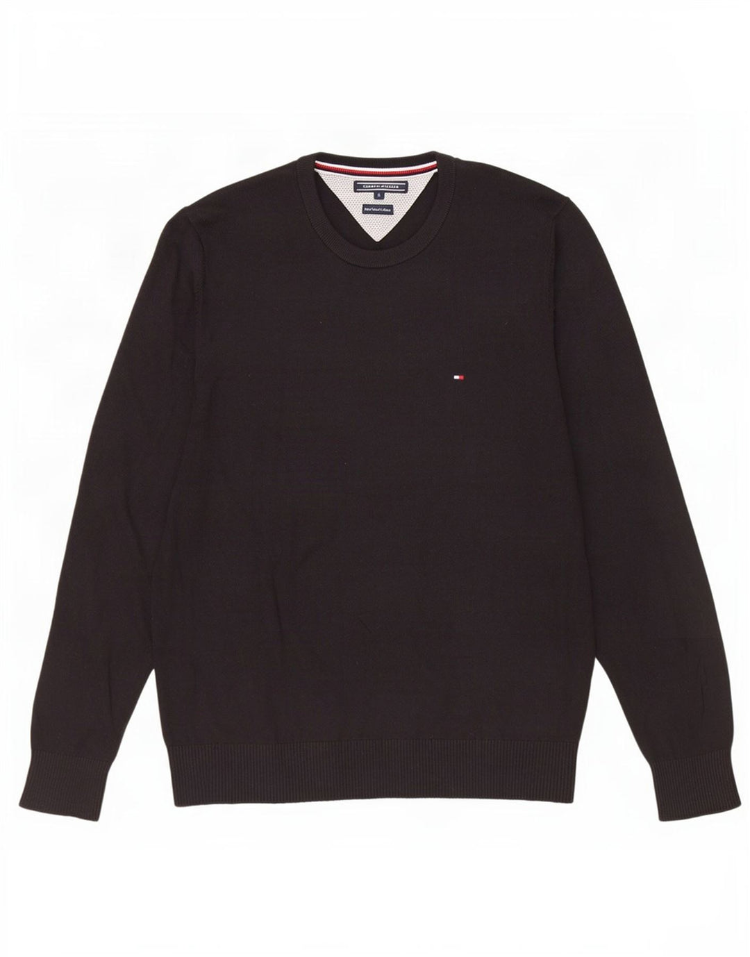 Tommy Hilfiger Mens Crew Neck Jumper Sweater Large Black Cotton