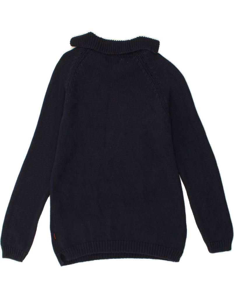 SLAM Mens Shawl Neck Jumper Sweater Medium Navy Blue Cotton | Vintage Slam | Thrift | Second-Hand Slam | Used Clothing | Messina Hembry 