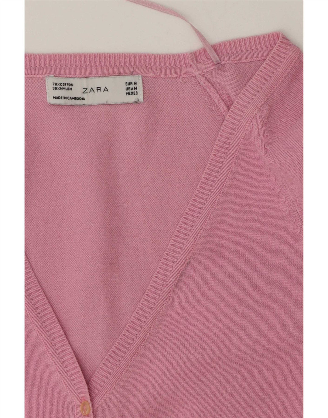 Zara Womens Cardigan Sweater UK 12 Medium Pink Cotton