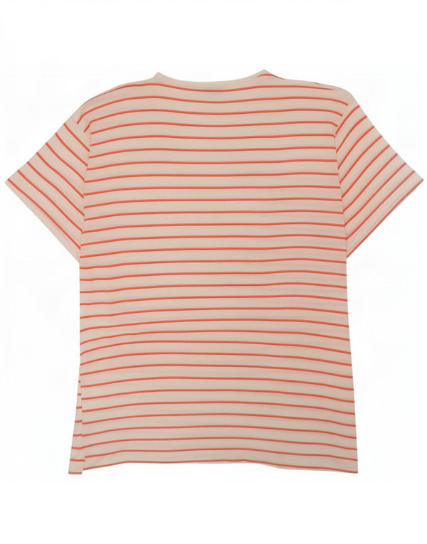 C&A Womens T-Shirt Top UK 16 Large White Striped Cotton