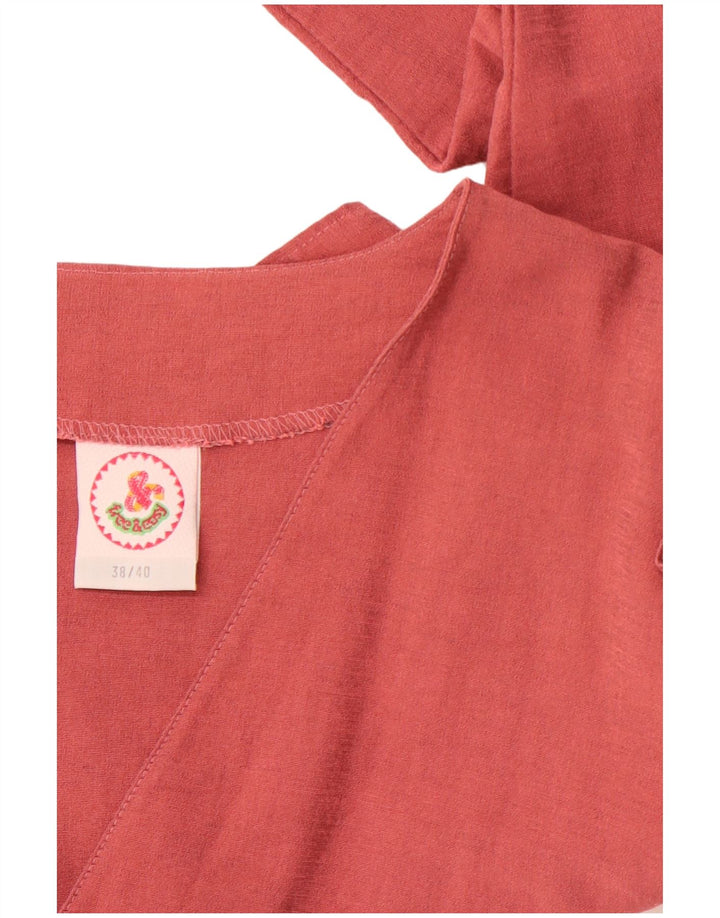 VINTAGE Womens Crop Top EU 38/40 Medium Pink Viscose